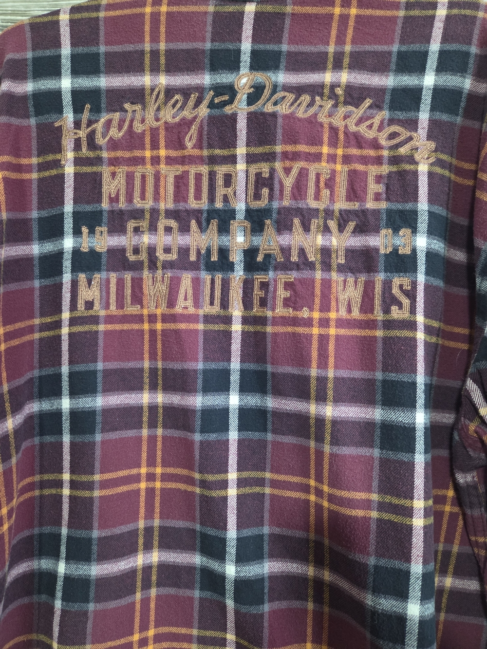 Harley-Davidson Men 2XL Plaid Flannel Shirt Embroidered Milwaukee 100% Cotton - Picture 3 of 8